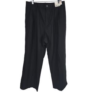 UNIQLO NWT Linen Blend Tucked Wide Pants Women Black Dress Pants XXL